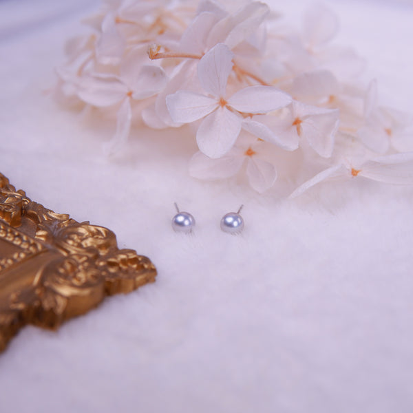 Celestial Blue Mother's Day Earrings - Japanese Akoya True Multi-color Pearl Studs with 18K White Gold Setting | Heirloom Jewelry Gift for Her